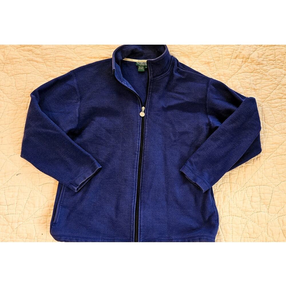 Wimbledon Men's Long Sleeve Relaxed Cotton Full‎ Zip Jacket Size L Blue Comfort